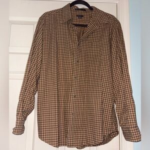 Eddie Bauer Tan and Brown Plaid Shirt